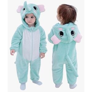 NEW Elephant Costume‎ Jumpsuit Size 3T Hooded Plush Fleece Onesie